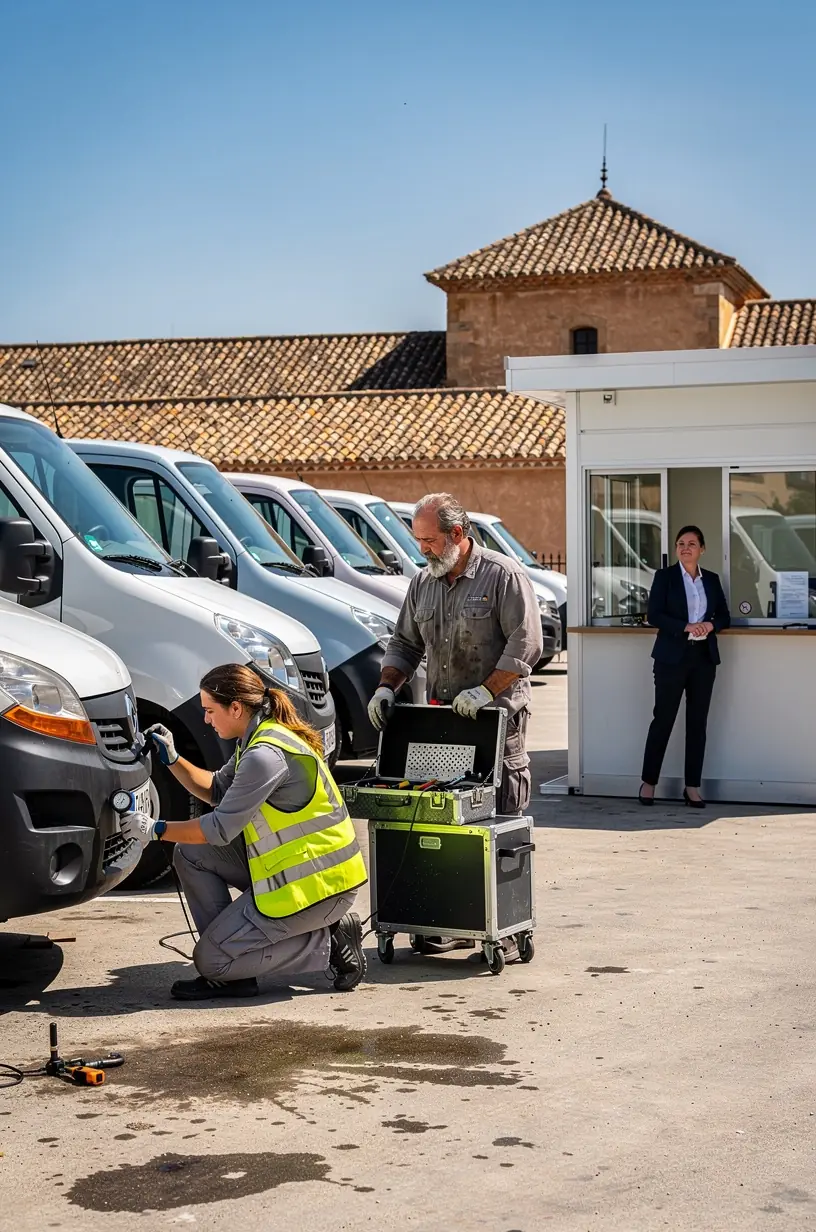 Taller moderno en España con maquinaria avanzada para reparación y revisión de flotas empresariales.